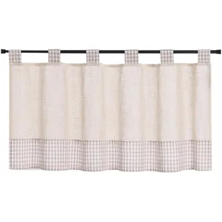 Joyswahl Scheibengardine Landhaus‐Scheibengardine mit kariertem Muster für Fenster (1 St), Schlaufen, halbtransparent, kariert, Küche Kurzgardine beige 110 cm x 90 cm
