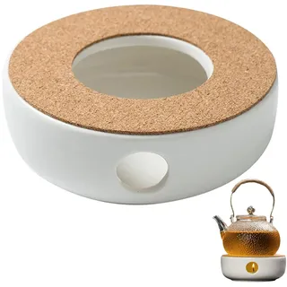 GDWD Stövchen für Teekanne,Stövchen Teekanne Porzellan,Hohl Geschnitztes Design,Klassisches Porzellan Wärmer mit Kork Basis,Tee Herd Milchwärmer Home Cafe Teemilch (General), Weiß, 15*6.5