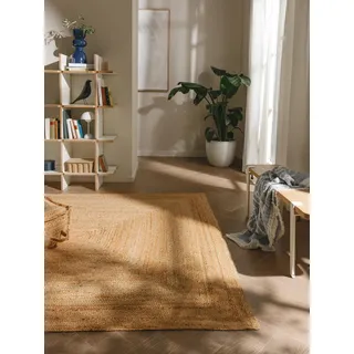 benuta Pure Jute Teppich Jutta - Natur 200x300 cm - Handgewebter Wohnzimmerteppich - Natürliches Boho Design - Für Fußbodenheizung geeignet