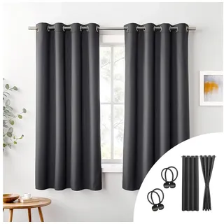Cozyor Verdunkelungsvorhang 2er-Set inkl. 2 Magnethalter, thermoisolierend, Gardinen blickdicht (2 St), Ösen, verdunkelnd, Mikrofaser Polyester, Gardinen Thermo Vorhang 175x135 Wohnzimmer, Schlafzimmer, Kinderzimmer grau 135 cm x 175 cm
