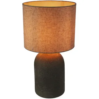Tischlampe Tischleuchte mit Schnurschalter Beige Schwarz Stein Textil H 31 cm