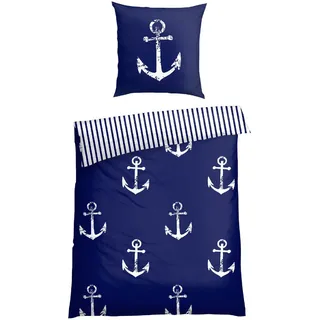 SCHIESSER Marina Gestreift Dunkelblau 155 x 220 cm + 80 x 80 cm