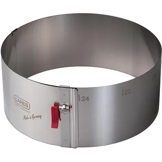 LARES - Kuchenring/Tortenring mit Griff - 18-30 cm Ø, H: 10 cm - Federbandstahl, stufenlos verstellbar - Made in Germany