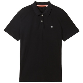 TOM TAILOR Herren Basic Poloshirt, schwarz, Uni, Gr. XL
