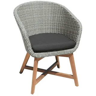 Sunfun Pauline Gartensessel  (B x T x H: 62 x 70 x 80 cm, Polyrattan, Akazie, Bambus Grey/Naturbraun)