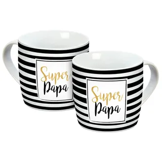 Geda Labels Tasse Super Papa Streifen 0,3 l Schwarz