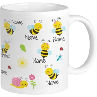 GRAZDesign Abschiedsgeschenk Kindergarten, Kita & Schule, Erzieherin und Lehrer Tasse Personalisiertes Geschenk Bienen mit Namen Weihnachten Dankeschön
