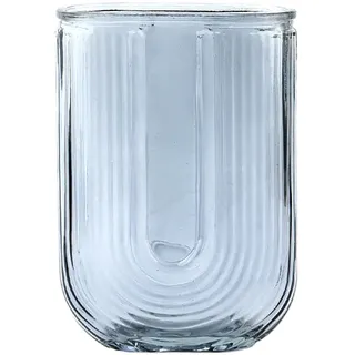 Gerippte Vintage-Glasvase, Klare Glasvase, Moderne Vase, Geriffelte Glasvase, Mittelstückvase für Blumen, Dekorative Vase für Wohnzimmer, Esstisch, Eingangsbereich, Bücherregal, Büro,(Ein Grau)