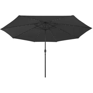 vidaXL Sonnenschirm mit LED-Leuchten Ø 400 cm schwarz
