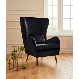 Sessel HOME AFFAIRE "Sallito, Ohrensessel, TV-Sessel", schwarz, B:76cm H:109cm T:85cm, Struktur Hahnentritt (67% Polypropylen, 33% Polyester);Samtoptik (100% Polyester);Fellimitat (100% Polyester);Samtcord (92% Polyester, 8% Polyamid);Struktur (100% Polyester);Struktur fein (100% Polyester), Sessel, Sessel, für Wohnzimmer, auch in Samtcord
