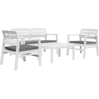 vidaXL 4-teiliges Gartenmöbel Set Weiß Kunststoff