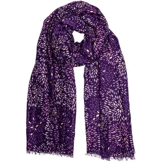 Caspar Modeschal SC517 Damen Schal mit stylish floralem Print und goldenen Akzenten lila