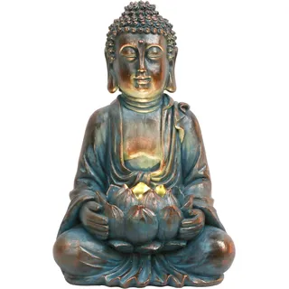 32 Cm Große Buddha-figur Für Den Garten Mit Solarbeleuchtung, Sitzende Buddha-statue Aus Kunstharz, Zen-figur, Wetter- Und Frostbeständig, Feng Shui