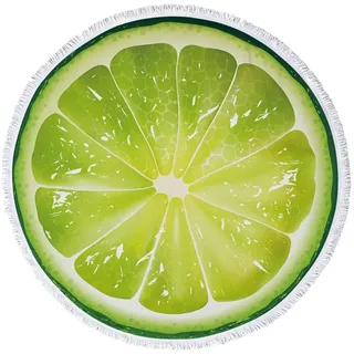 Tubayia Obst Muster Runde Strandtuch Badetuch Schnell Trocknende Deko Strandhandtuch mit Quaste (Zitrone)