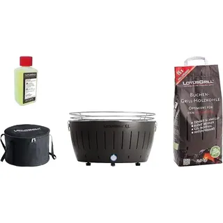 LotusGrill - Sonderpaket BBQ XL Schwarz (cm 43,5) mit 2,5 Kg Holzkohle und Brenngel