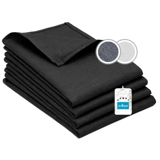 ZOLLNER 4er Set Geschirrtücher- schwarz - 50x70 cm - 100% Leinen - pflegeleicht - 95°C waschbar - Hotelqualität - Standard 100 by Oeko-TEX®