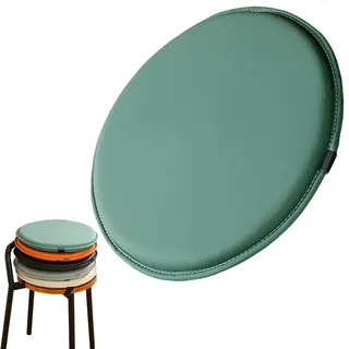 uyeoco Stuhlkissen Rund, 30cm/33cm/35cm/40cm/45cm, GrüN/Beige/Schwarz Rundes Memory-Schaum-Sitzkissen, rutschfeste Runde Stuhlpolster Mit Elastischen BäNdern Schnallen(Lake Green,30cm/11.8inch)