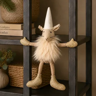 Wichtel Noa mit Magnet weiß/rosa, 23 cm Nisse Skandinavisch Weihnachtsdeko Deko