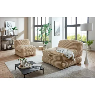 Home affaire XXL-Sessel Pia, Loungesessel in Megacord, 2 Größen, Schlaffunktion und Pouf-Funktion beige 83 cm x 80 cm x 95 cm