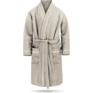 normani Herrenbademantel »Herren Morgenmantel mit Waffel-Piqué Bali«, Baumwolle, Aus leichter Waffelpique Baumwolle, Bindegürtel, Bademantel aus weicher Baumwolle beige|braun 3XL
