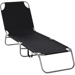 Outsunny Sonnenliege Klappbar Gartenliege bis 120 kg Belastbar Schwarz