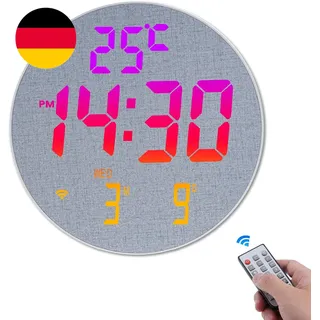 Digitale Wanduhr Groß Mit Fernbedienung, LED Wanduhr Mit Temperaturanzeige, Datu