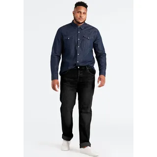 Tapered-fit-Jeans LEVI'S PLUS "502 TAPER B&T" Gr. 44, Länge 32, schwarz (black denim) Herren Jeans Tapered-Jeans für einen lässigen Look