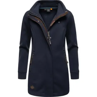 Ragwear Damen Leichter Sweat-Übergangsmantel lang windabweisendl mit hohem Kragen Letrice Bonded Navy Gr. S - S