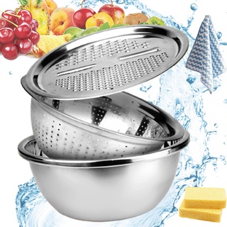 Germany Multifunctional Stainless Steel Basin,Käsereibe Mit Behälter, Stainless Steel Basin With Grater,Multifunctional Stainless Steel Grater Basin,Thickened Large (11.02inch/28cm)