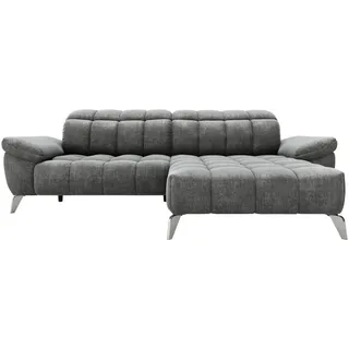 Xora Ecksofa, Dunkelgrau, Metall, Textil, 3-Sitzer, Ottomane rechts, L-Form, 105-178x266 cm, Relaxfunktion, seitenverkehrt erhältlich, USB-Anschluss, Wohnzimmer, Sofas & Couches, Wohnlandschaften, Ecksofas
