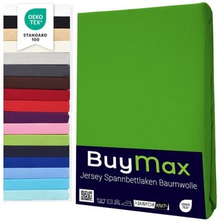 Buymax Spannbettlaken 70x140cm Baumwolle 100% Kinderbett Spannbetttuch Baby Bettlaken Jersey, Matratzenhöhe bis 15 cm, Farbe Apfelgrün