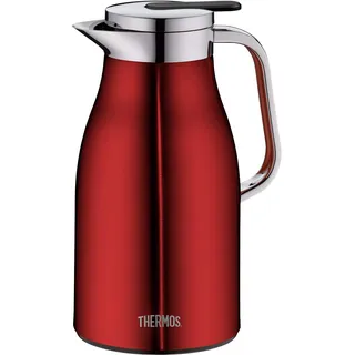 Thermos Thermoskanne Century, Edelstahl rort 1L, Glaseinsatz, Einhandausgießtaste, 4046.248.100 Isolierkanne hält 12 Stunden heiß, ideal als Kaffeekanne oder Teekanne, Kanne für 8 Tassen, Cranberry