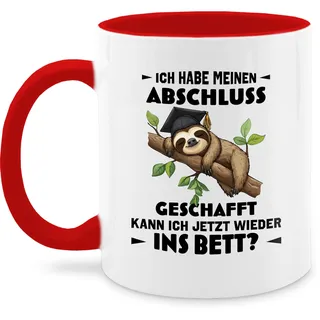 Tasse Tassen 325ml - Ich habe meinen Abschluss geschafft Faultier Geschenk Schule Geschenk Schüler I Abschlussgeschenk Schule 10. Klasse - 325 ml - Rot - für schulabschluss graduation kaffeebecher