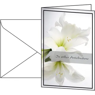 Sigel Trauerkarten weiße Amaryllis DS006 DIN A6, 10 St.