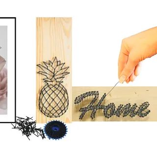 String Art Set Basteln Erwachsene - DIY Bastelset Holz mit Vorlagen & Anleitung | Fadenkunst Geschenkset für Frauen Männer | Kreatives Geschenk Geburtstag Weihnachten | Wanddeko Handmade