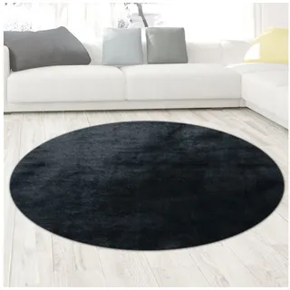 Carpetia Hochflor-Teppich Teppich Shaggy Hochflorteppich waschbar rutschfest schwarz, rund, Höhe: 18 mm schwarz rund | 200 cm x 200 cm x 18 mm