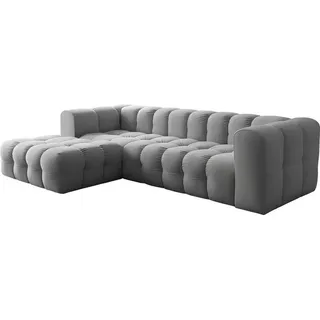 WFL GROUP Ecksofa Samt 5-Sitzer Grau