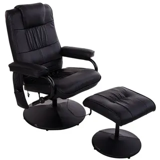 Homcom Massagesessel mit Hocker Kunstleder 84 x 95 x 77 cm Schwarz