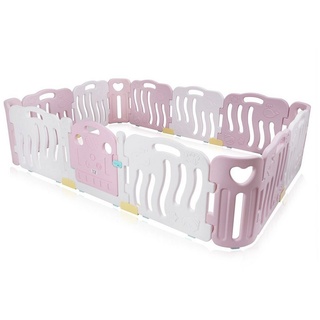 Baby Vivo Laufstall Laufgitter aus Kunststoff 14 Elemente in Pink / Weiß - Bailey