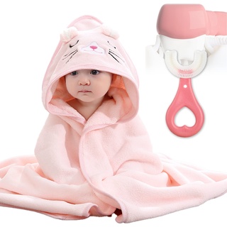 DKDDSSS 2PCS Kapuzenhandtuch Baby, Kuscheliges Handtuch mit Kapuze Weich, Super Saugfähig Kleinkinder Badetücher, Babyhandtuch mit Kapuze für Neugeborene, Pink