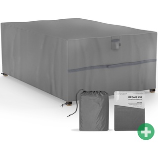 Sanzaro Abdeckung für Sitzgruppen Winterfest - RipStop-Technologie mit 600D Oxford Gewebe 320g, Reißfest & UV-Beständig, Wasserdichte Abdeckhaube