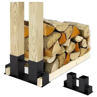 Relaxdays Holzstapelhilfe Stahl 0,10 x 0,16 m 4x Schwarz