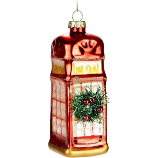 Brubaker Telefonzelle UK - Handbemalte Weihnachtskugel aus Glas - 13 cm Baumkugel - England Weihnachtsdekoration - Mundgeblasener Christbaumschmuck - Figur Lustig Deko Anhänger