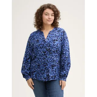 Tom Tailor Damen Plussize Bluse mit Muster,36556 - Navy Watercolor Squares Design, 52 - 52 Große Größen