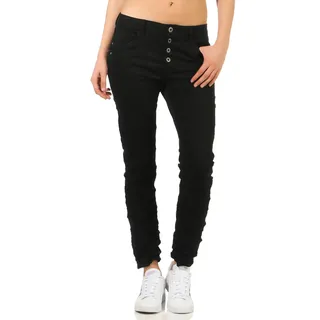 Karostar Damen Jeans Stretch Moderne Chino Lange Hose Boyfriend Pants Hüftjeans Skinny 58 (38, Schwarz) - 38