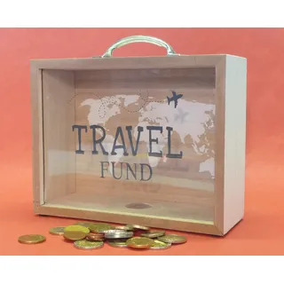 XL Spardose TRAVEL-Fund Holzbox Länge 20,5cm WUNDERSCHÖN