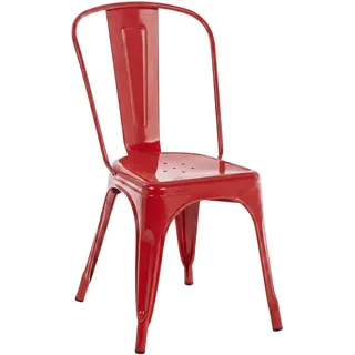 furnicato Stuhl Stapelstuhl Benedikt 44x48x89 cm Rot (1 St), Stapelbarer Metall-Sitzstuhl mit Bodenschonern für die Gastronomie rot