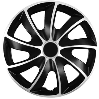 Radkappe Radzierblende 13 14 15 16 17 Zoll Quad Bicolor Silber Schwarz 1 Stück (15 Zoll)