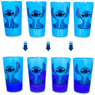 Silver Buffalo Disney Lilo and Stitch Blue Flowers 2er-Pack Farbwechsel-Becher-Set, 590 ml