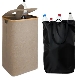 Relaxdays Pfandflaschen Sammelbehälter 100 l Beige